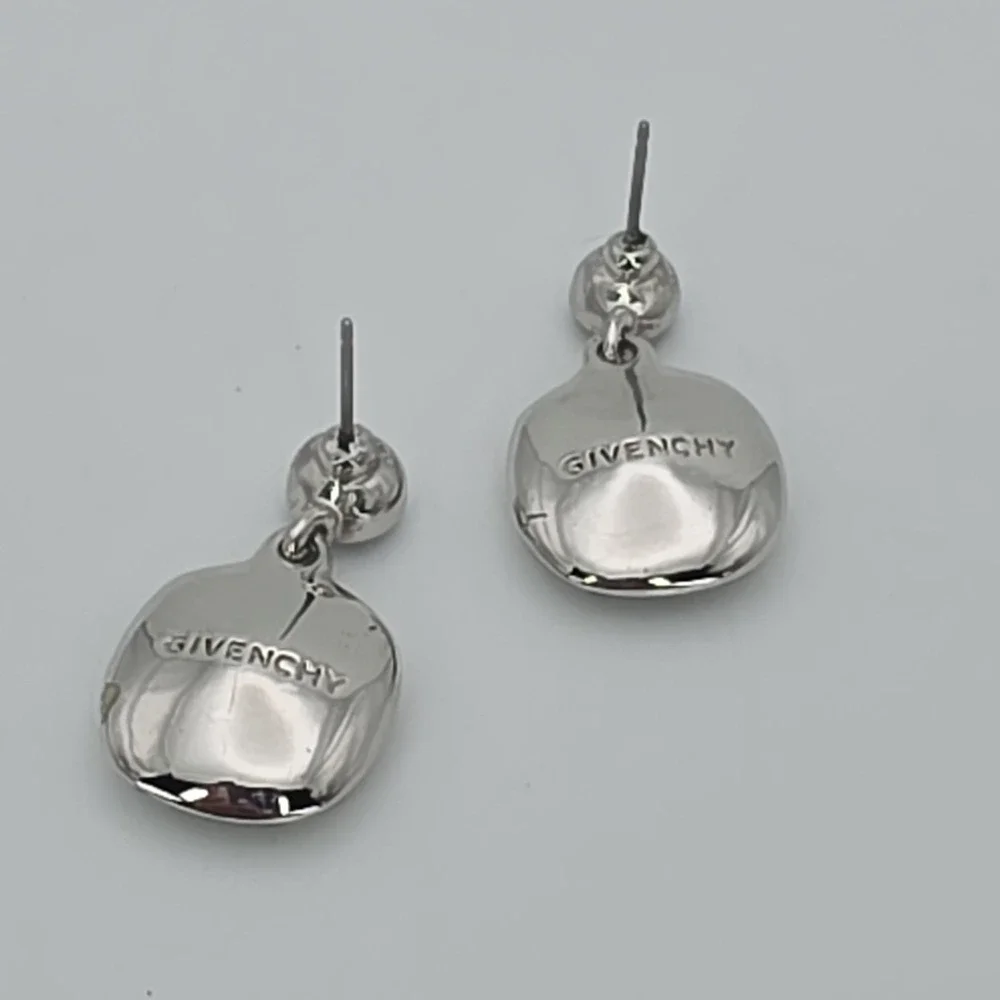New! GIVENCHY Earrings SWAROVSKI Crystals Blue & Clear‎ Silver Plate Dangle Drop